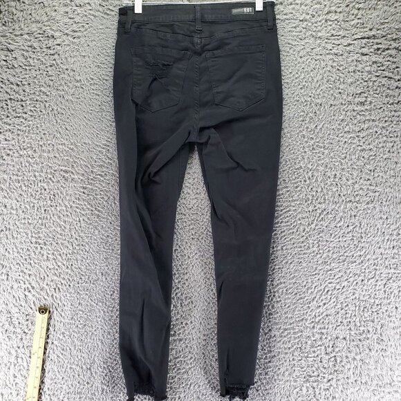 Kut From The Kloth Jeans Womens 2 Black Distressed Skinny Stretch - Picture 7 of 8